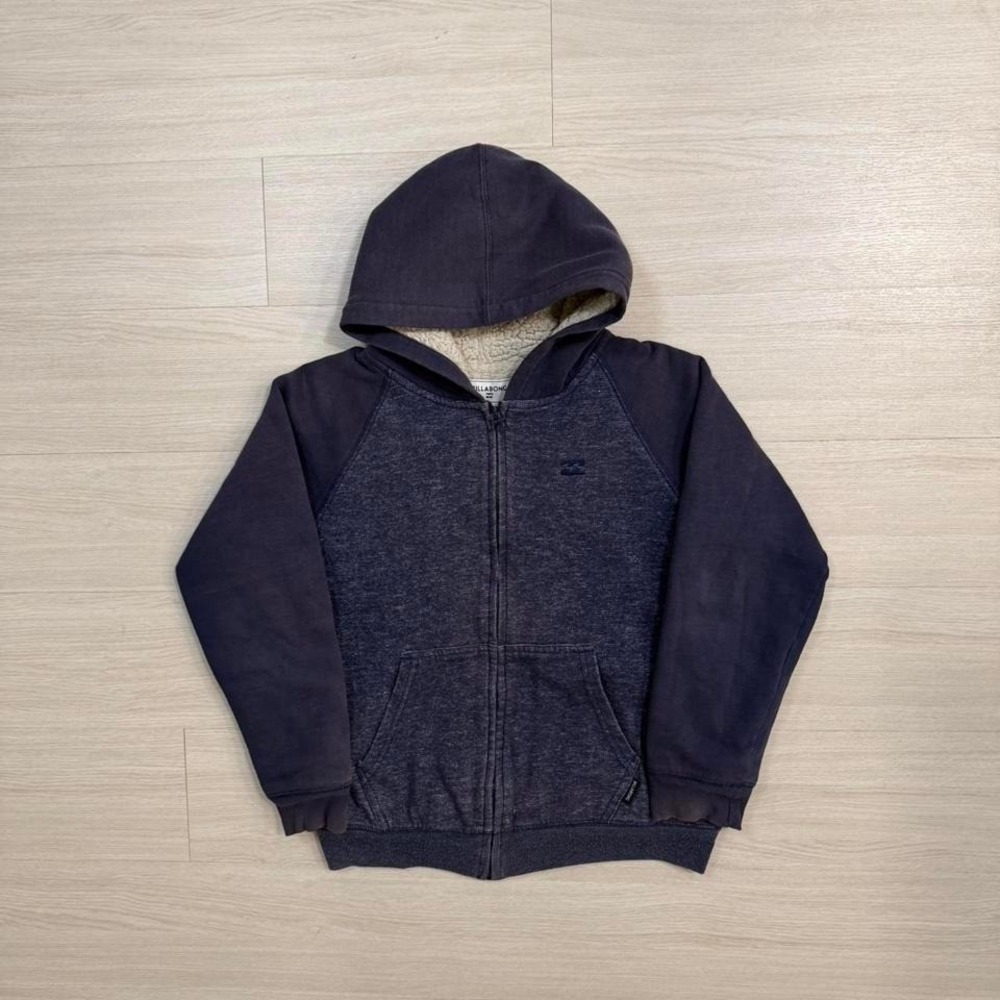Y2K Billabong Sherpa Lined Full Zip Up Hoodie Youth Size Large Surf Blue